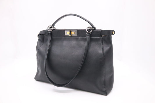 Fendi Medium Peekaboo Tote in Black Leather