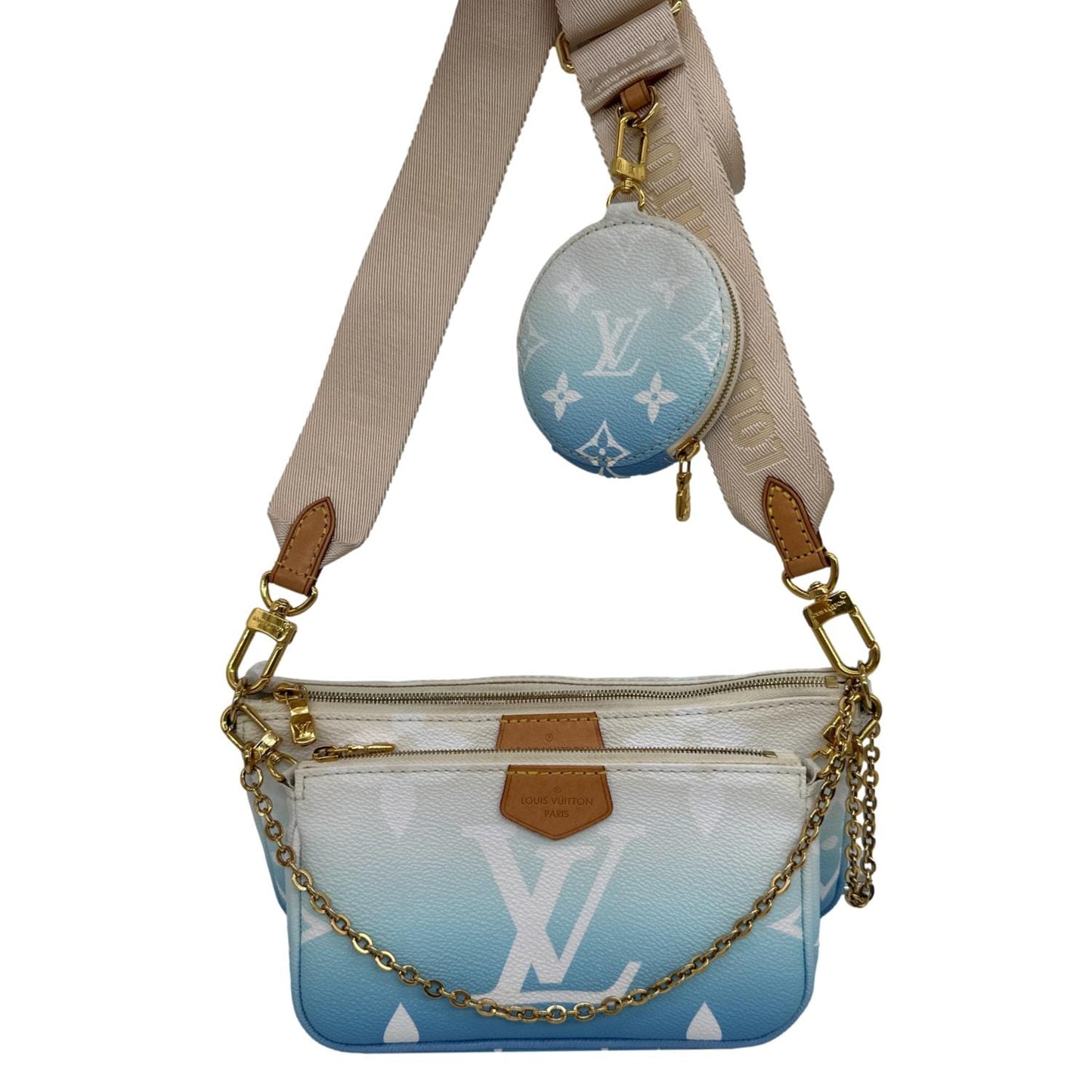 LOUIS VUITTON Multi Pochette Accessories By the Pool Monogram Giant Canvas Chain Clutch Bag Blue