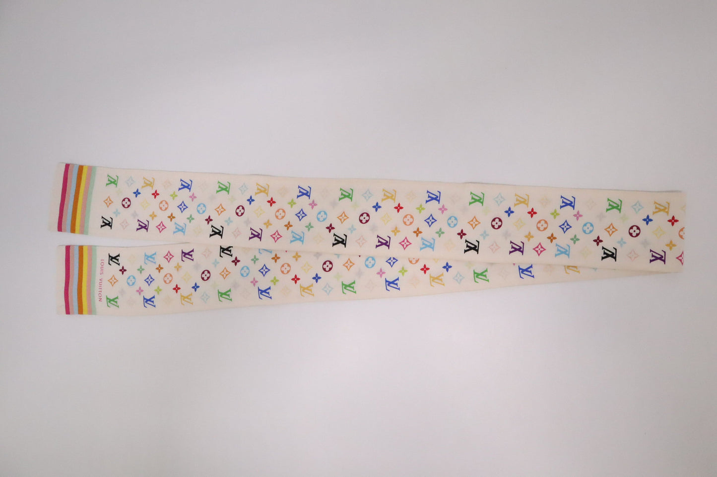 Louis Vuitton Bandeau in White Multicolor Monogram Silk