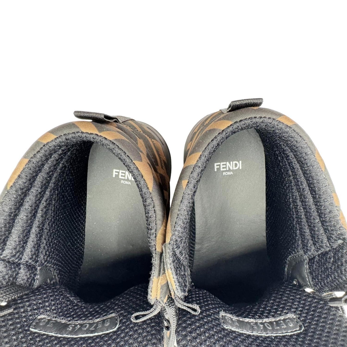 FENDI High Top FF Quilted Zucca Nylon Sneakers Size 38 Brown