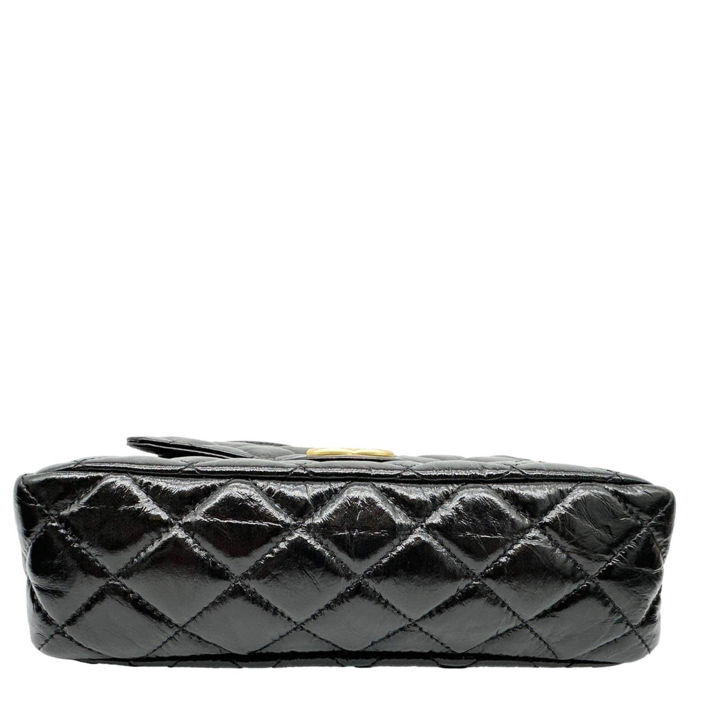 CHANEL Wavy CC Shiny Crumpled Calfskin Leather Hobo Bag Black