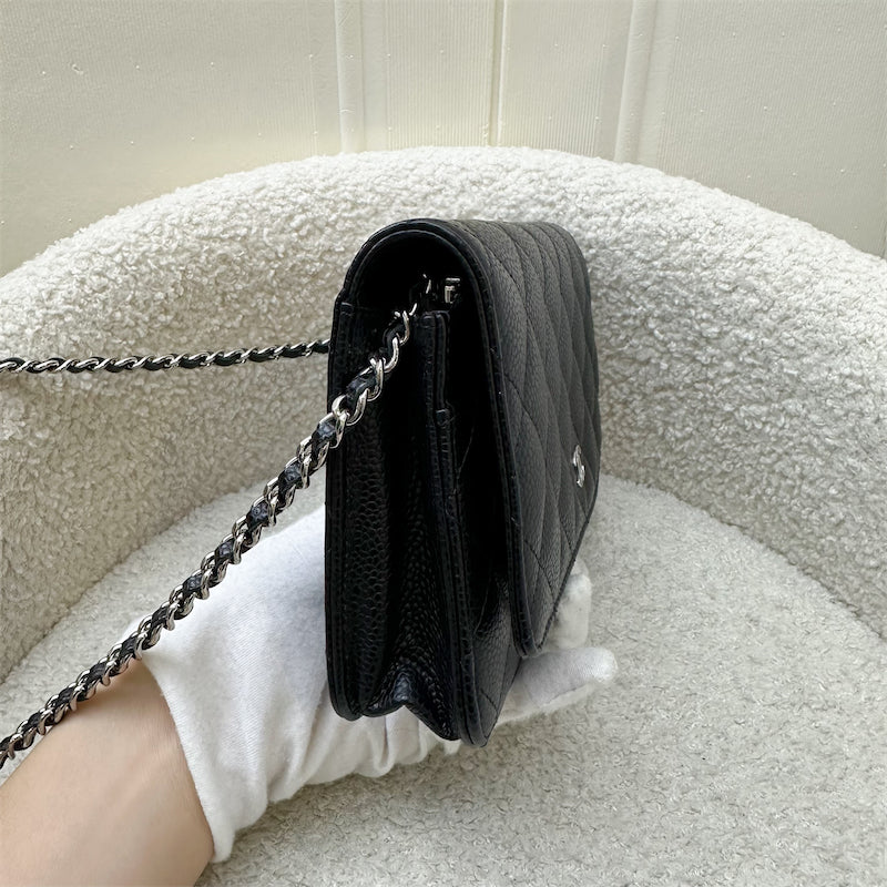 Chanel Classic Wallet on Chain WOC in Black Caviar and SHW (Model: AP0250) Crossbody