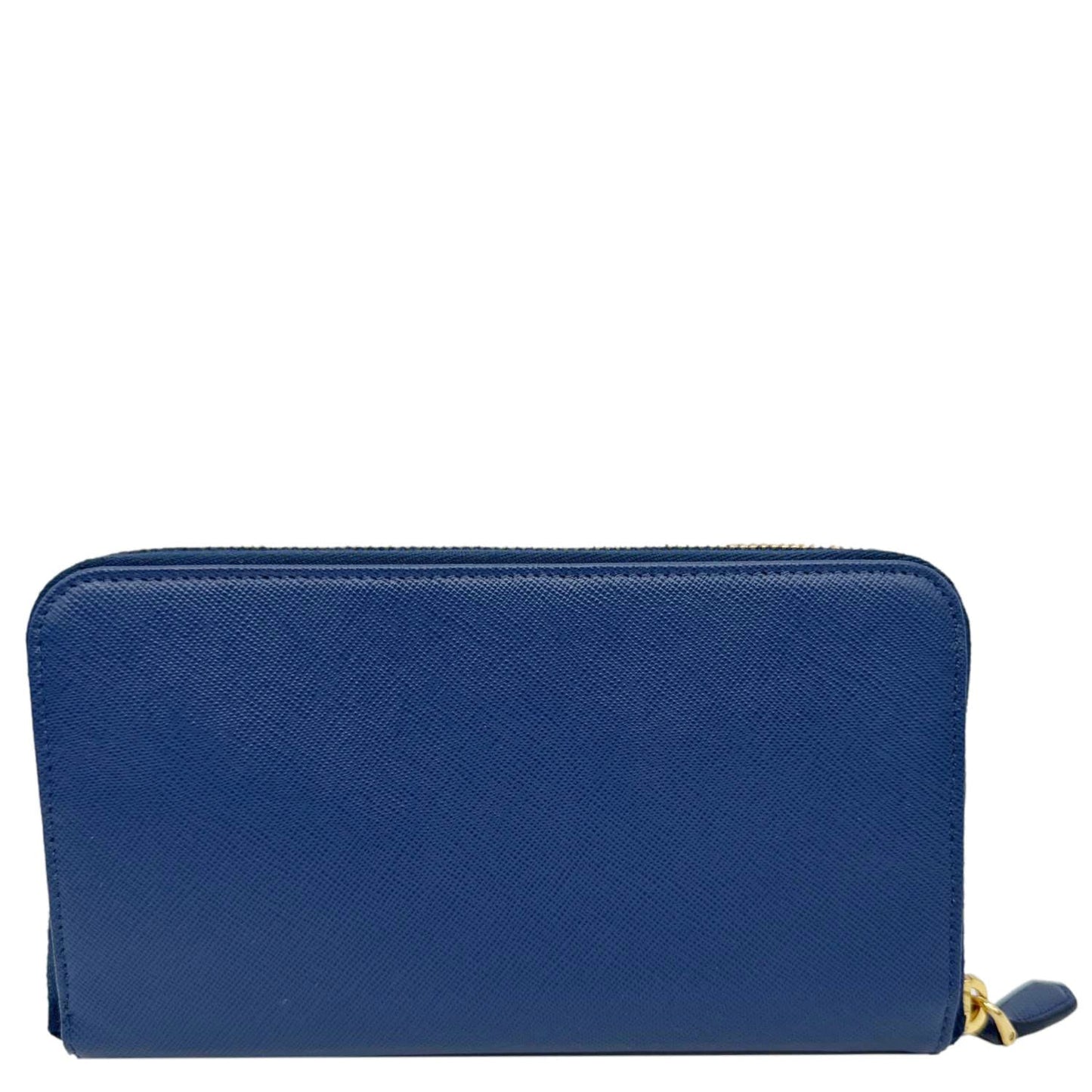 PRADA Zip Around Saffiano Leather Wallet Blue