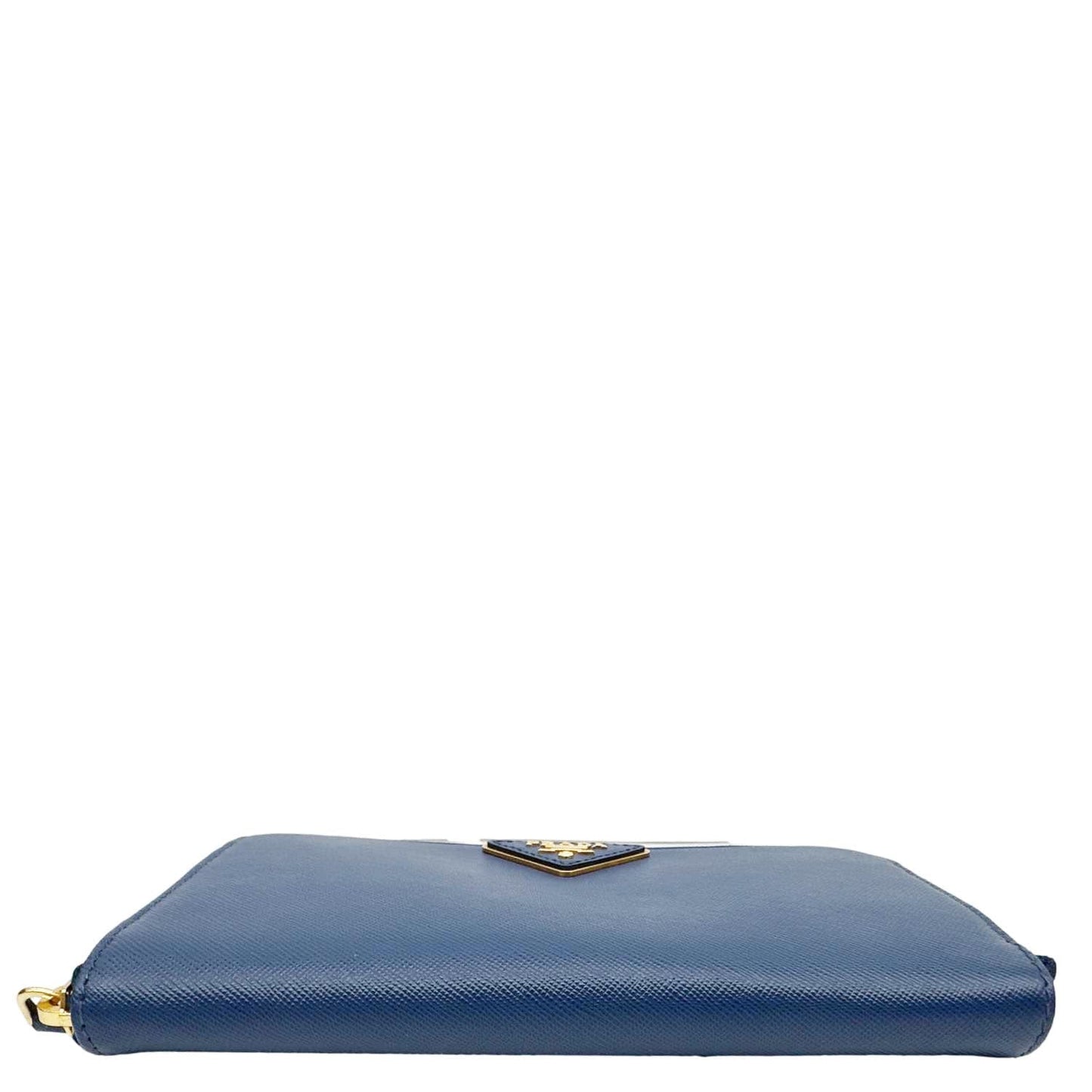 PRADA Zip Around Saffiano Leather Wallet Blue