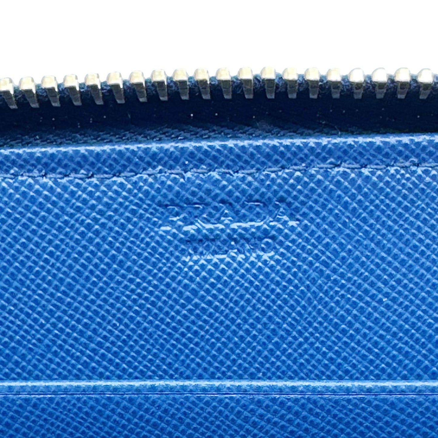 PRADA Zip Around Saffiano Leather Wallet Blue