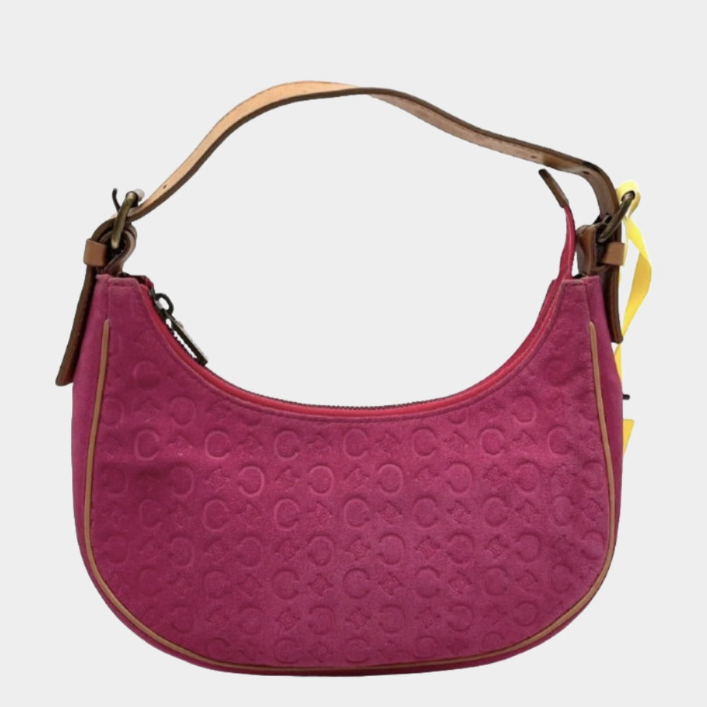 Celine Ava Hobo Pink Fuschia Suede Leather Vintage Shoulder Bag