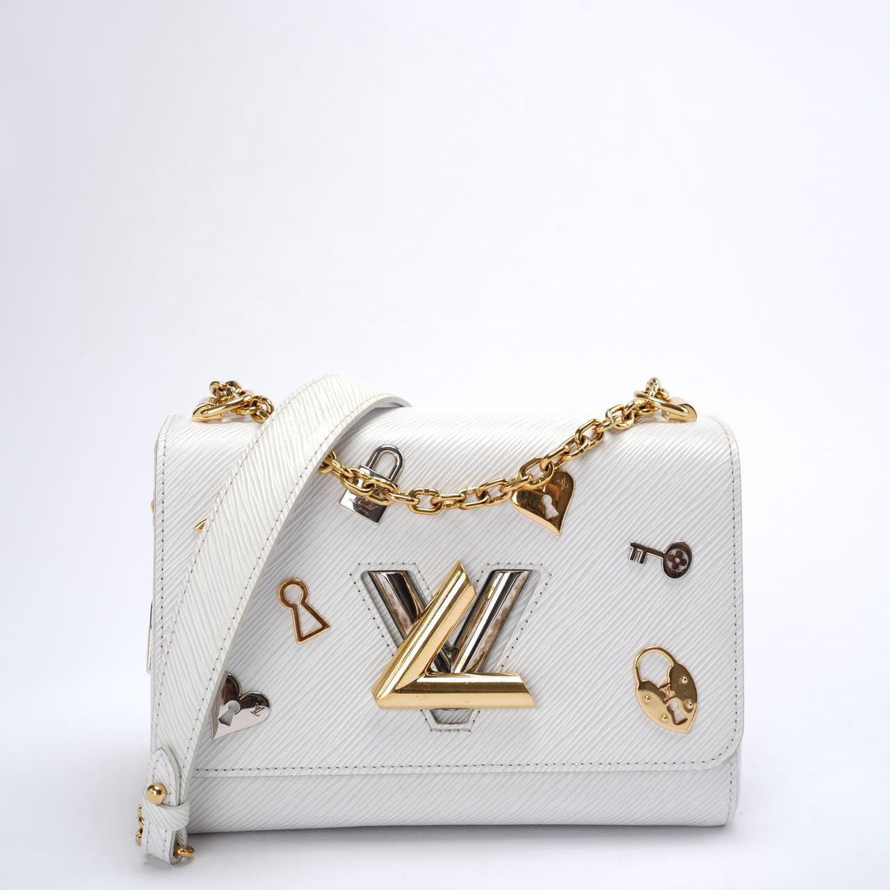 Louis Vuitton White Epi Leather Twist Love Lock Charms MM Bag 2018