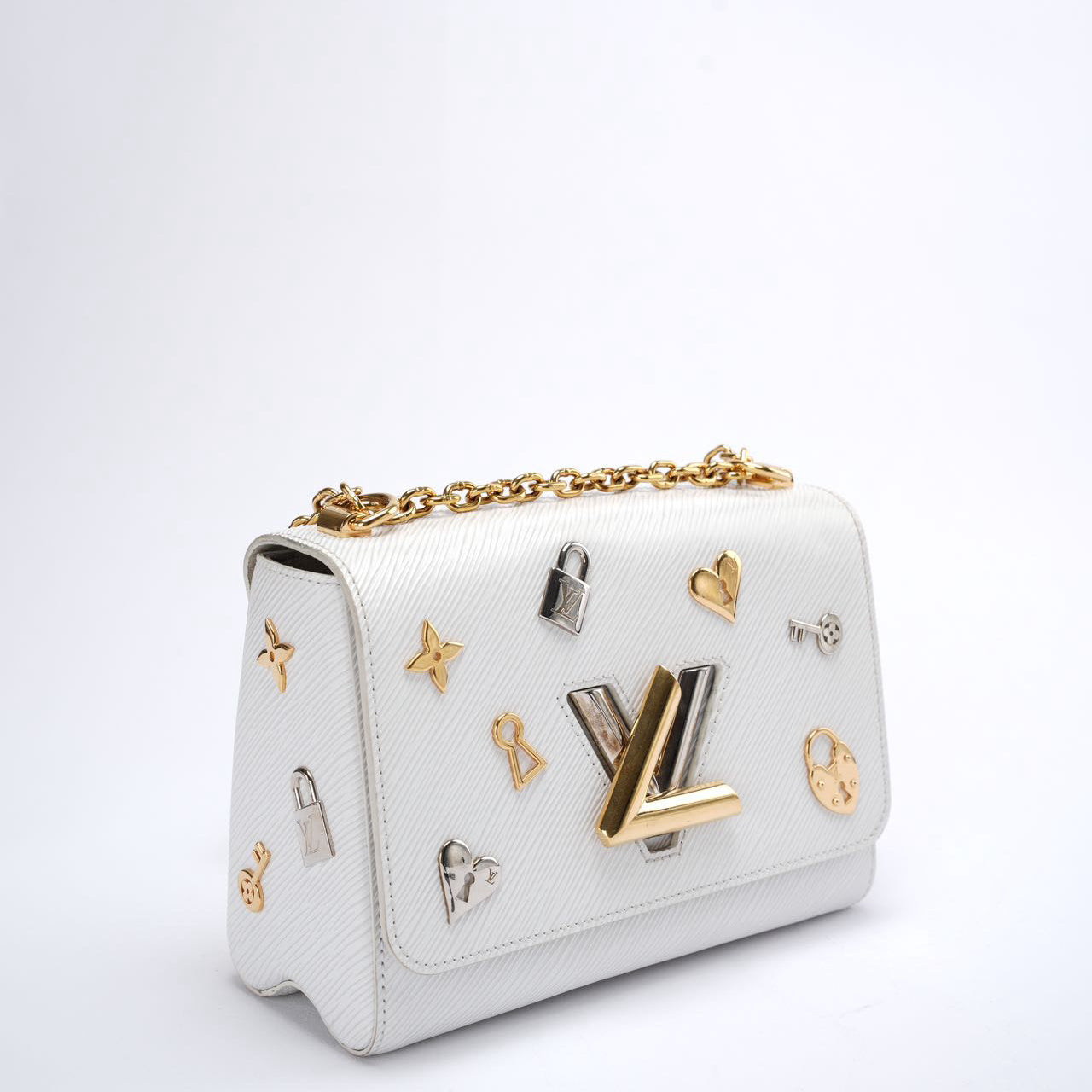 Louis Vuitton White Epi Leather Twist Love Lock Charms MM Bag 2018