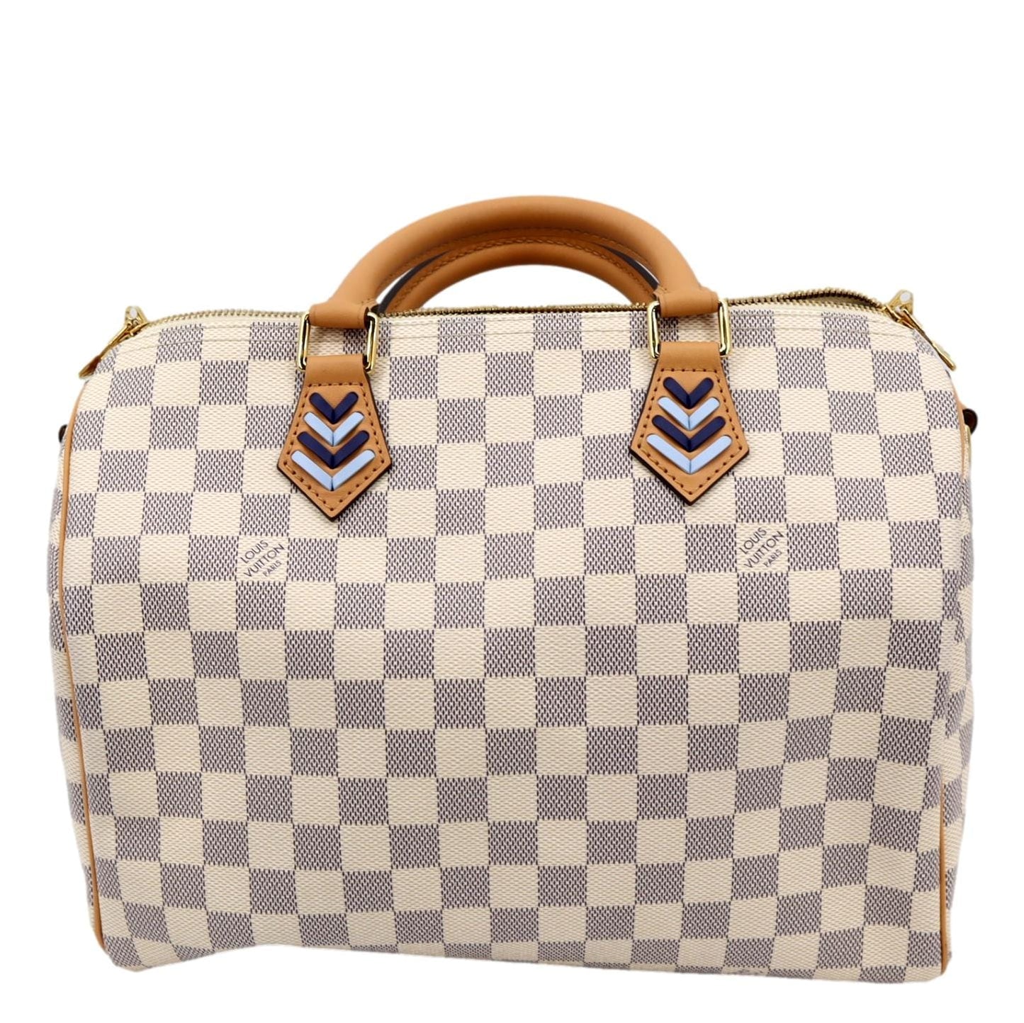 LOUIS VUITTON Braided  30 Damier Azur Satchel Bag White
