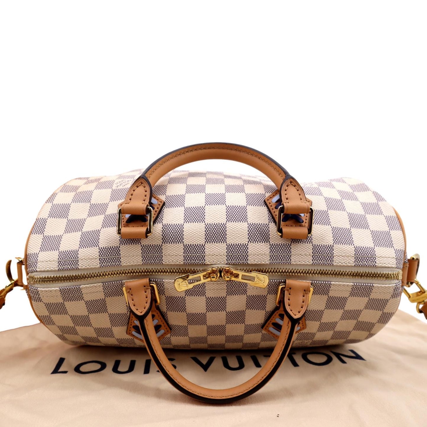 LOUIS VUITTON Braided  30 Damier Azur Satchel Bag White