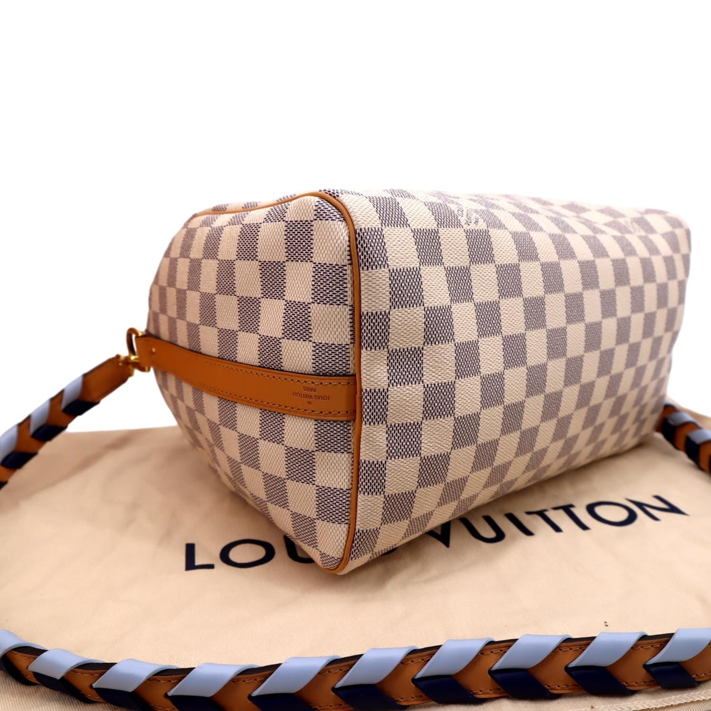 LOUIS VUITTON Braided  30 Damier Azur Satchel Bag White