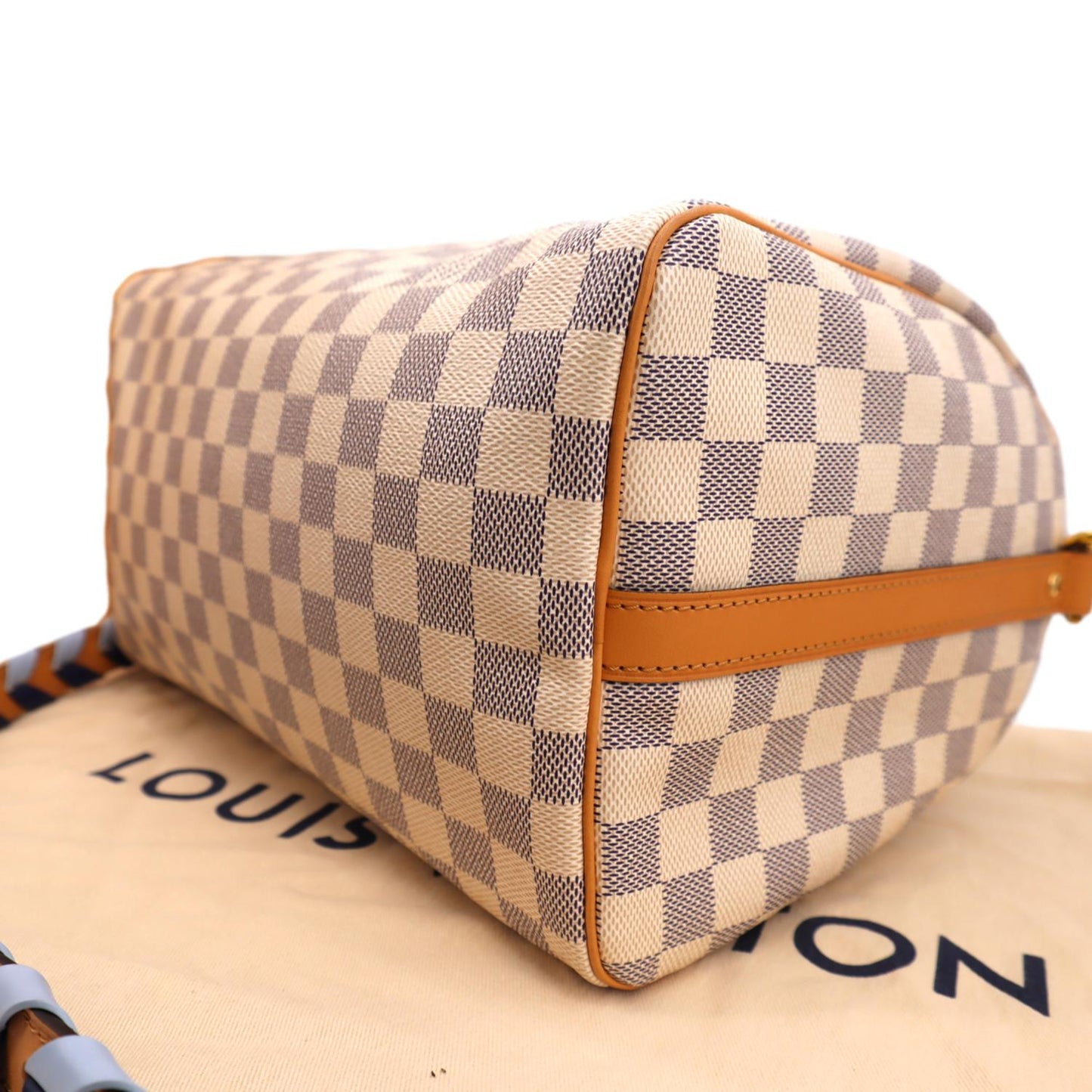 LOUIS VUITTON Braided  30 Damier Azur Satchel Bag White
