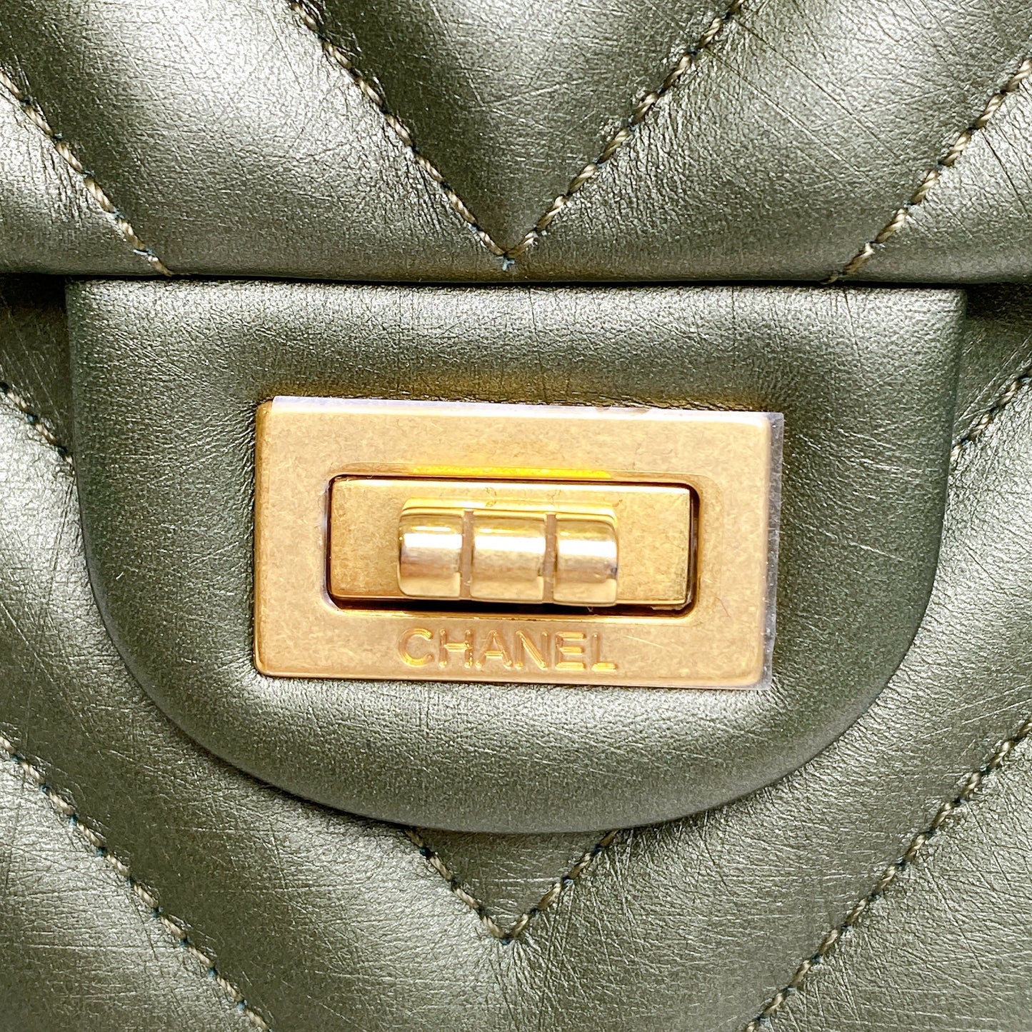 Chanel Chevron Medium Classic Double Flap Bag In Dark Green