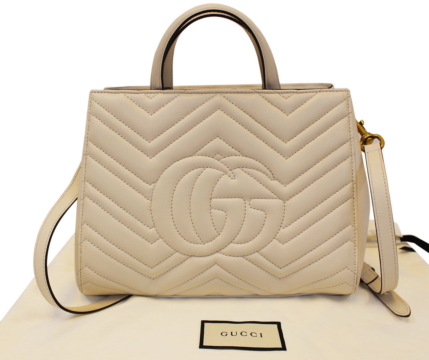 GUCCI GG Marmont small Matelass? Top Handle White Tote Bag 448054
