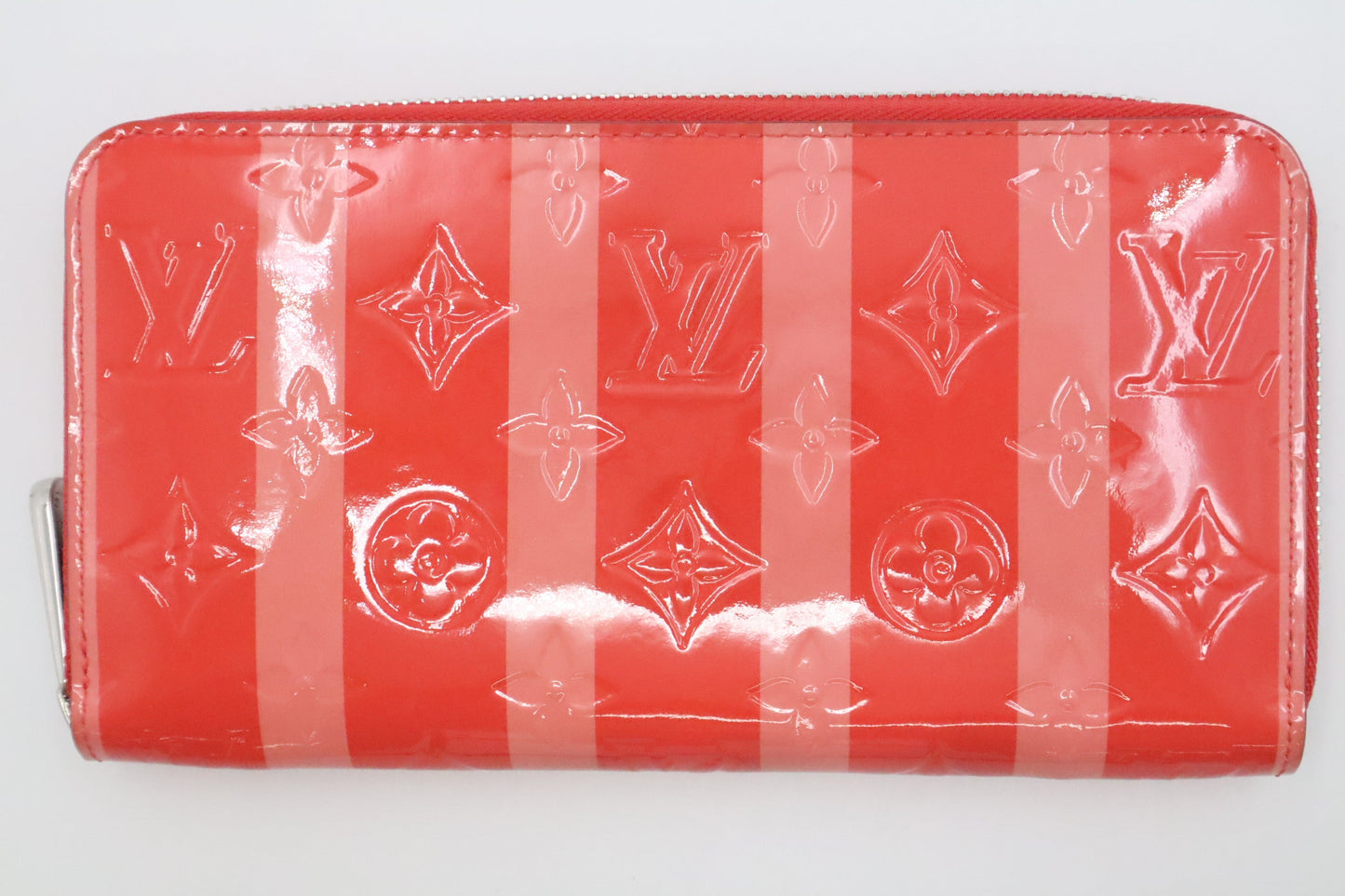 Louis Vuitton Long Zippy Wallet in Poppy Rayures Vernis Leather