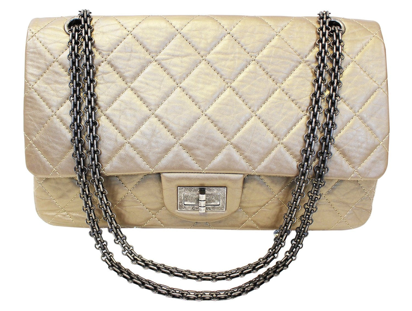 CHANEL Bronze 2.55 Reissue Quilted Classic Calfskin Leather 225 Flap Bag