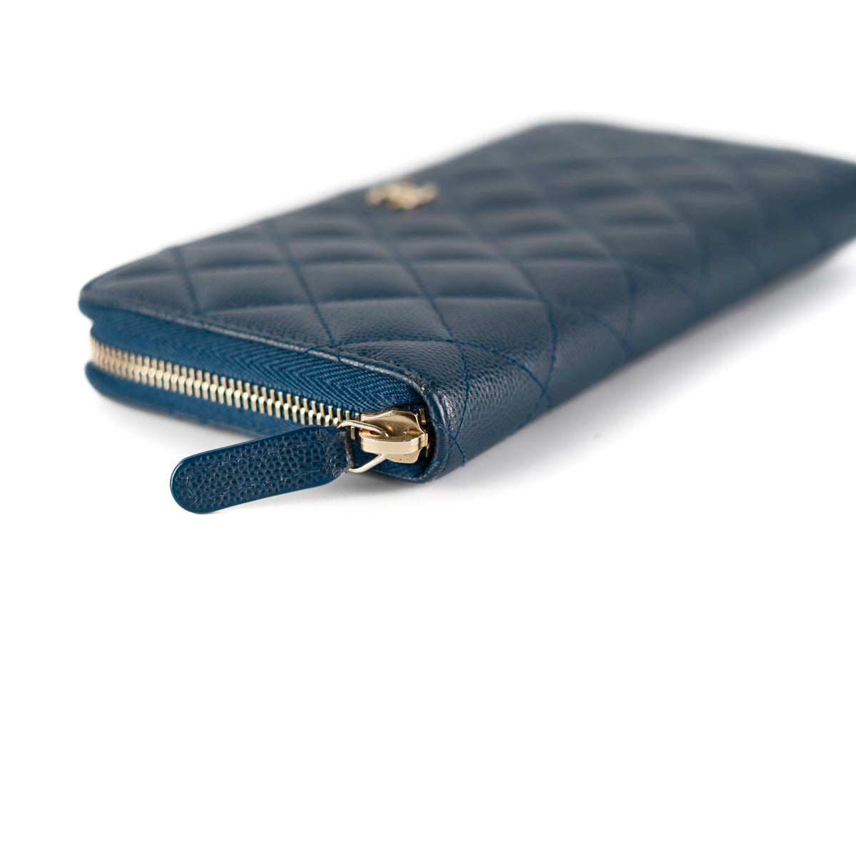 Chanel Caviar Navy Zip Long Wallet