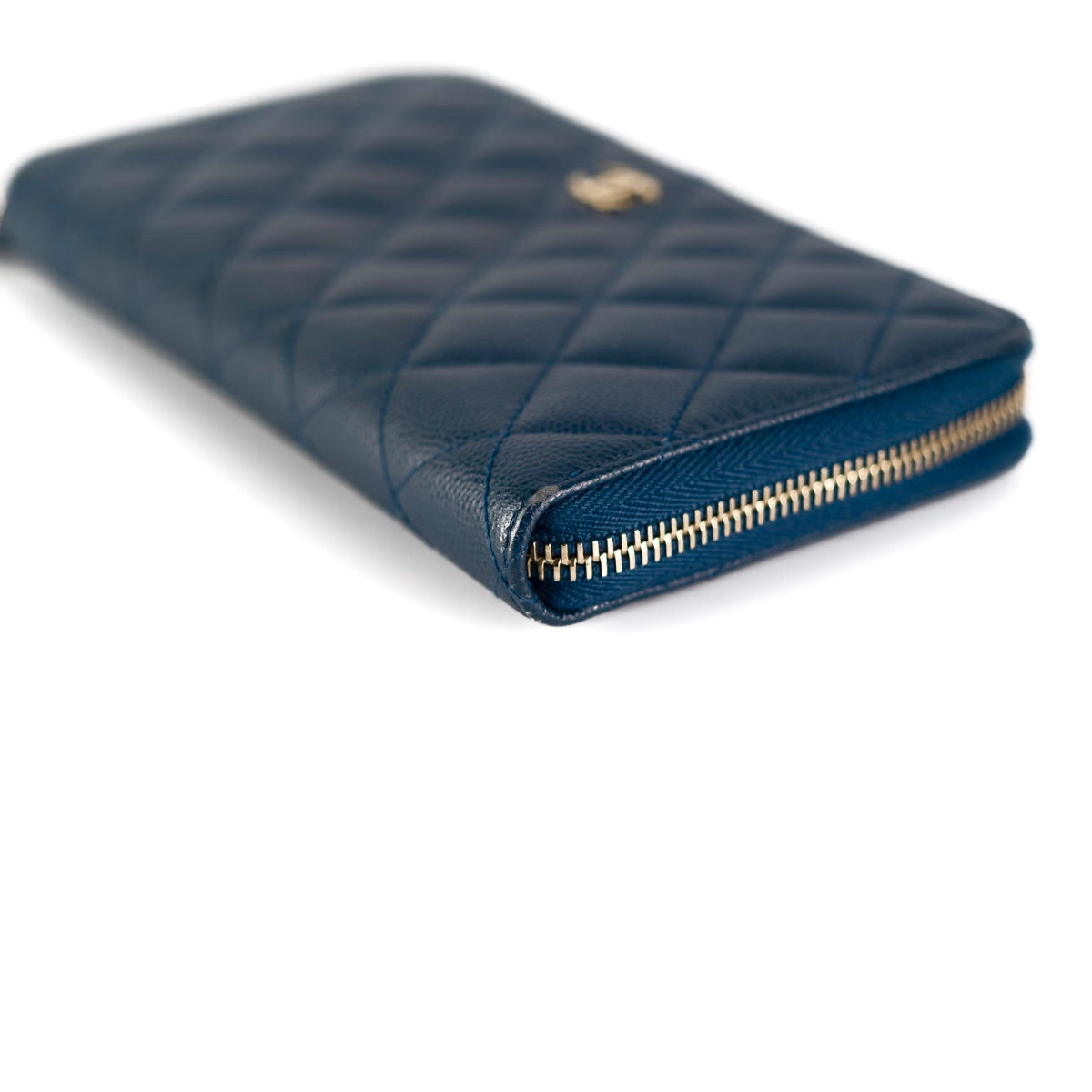 Chanel Caviar Navy Zip Long Wallet
