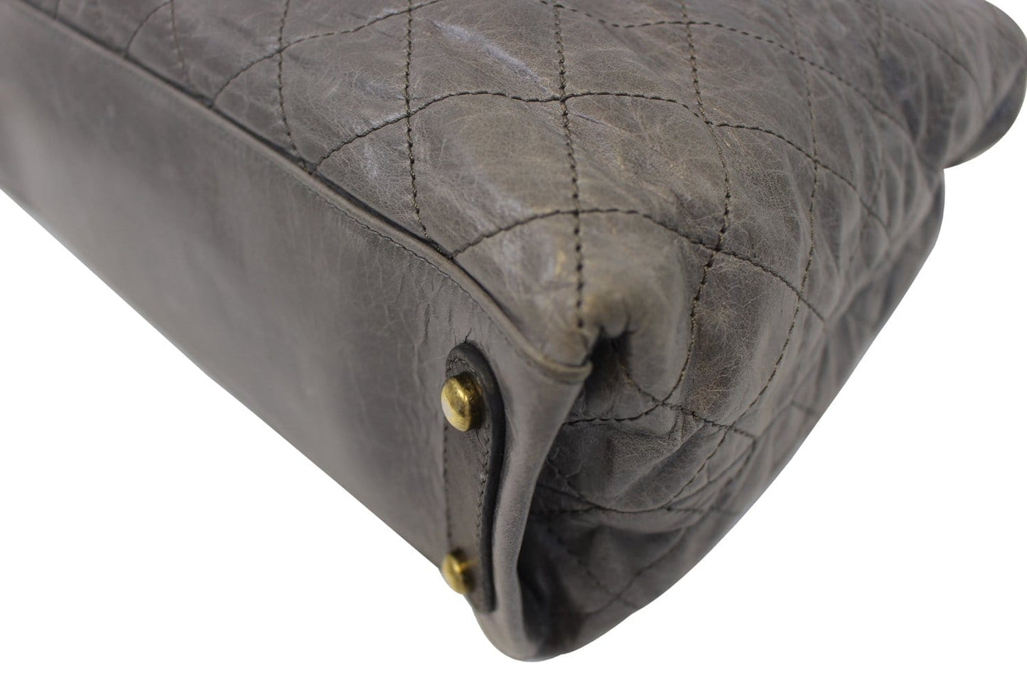 CHANEL Grey Quilted Calfskin Leather Stingray Bindi CC Shopper Tote Bag