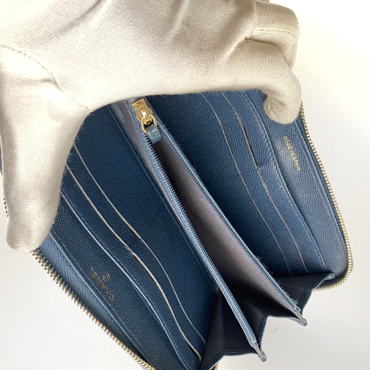 Chanel Caviar Navy Zip Long Wallet