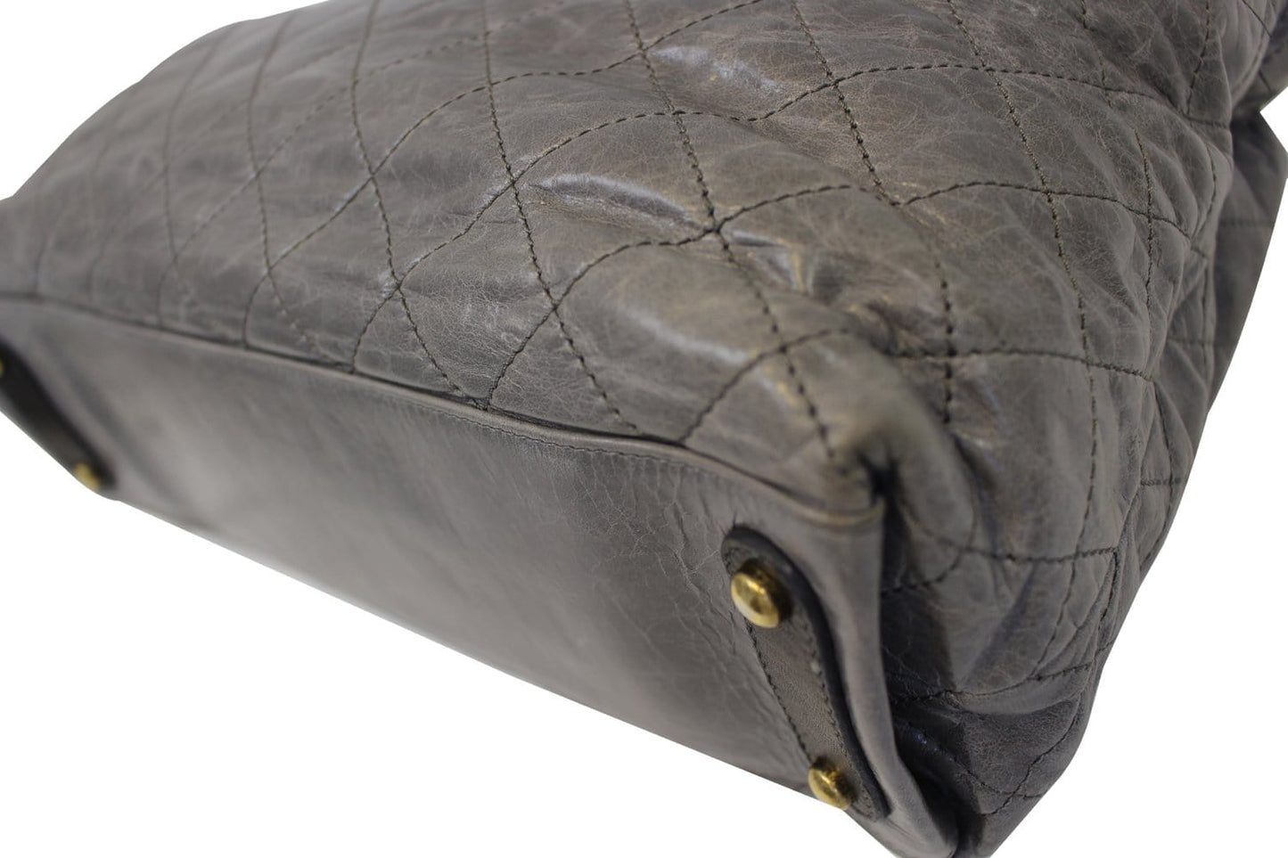 CHANEL Grey Quilted Calfskin Leather Stingray Bindi CC Shopper Tote Bag