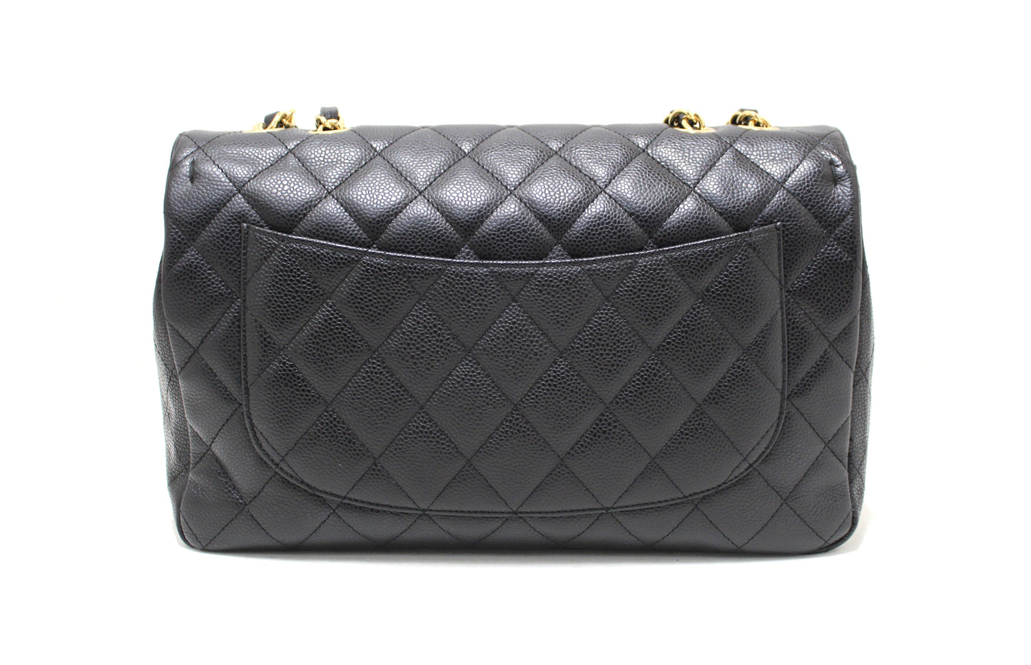 Chanel Black Quilted Caviar Leather Classic Jumbo Single Flap Bag