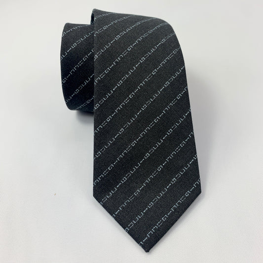 Gucci Wool Barber Tie with Logo in Graphite and Sky Blue
