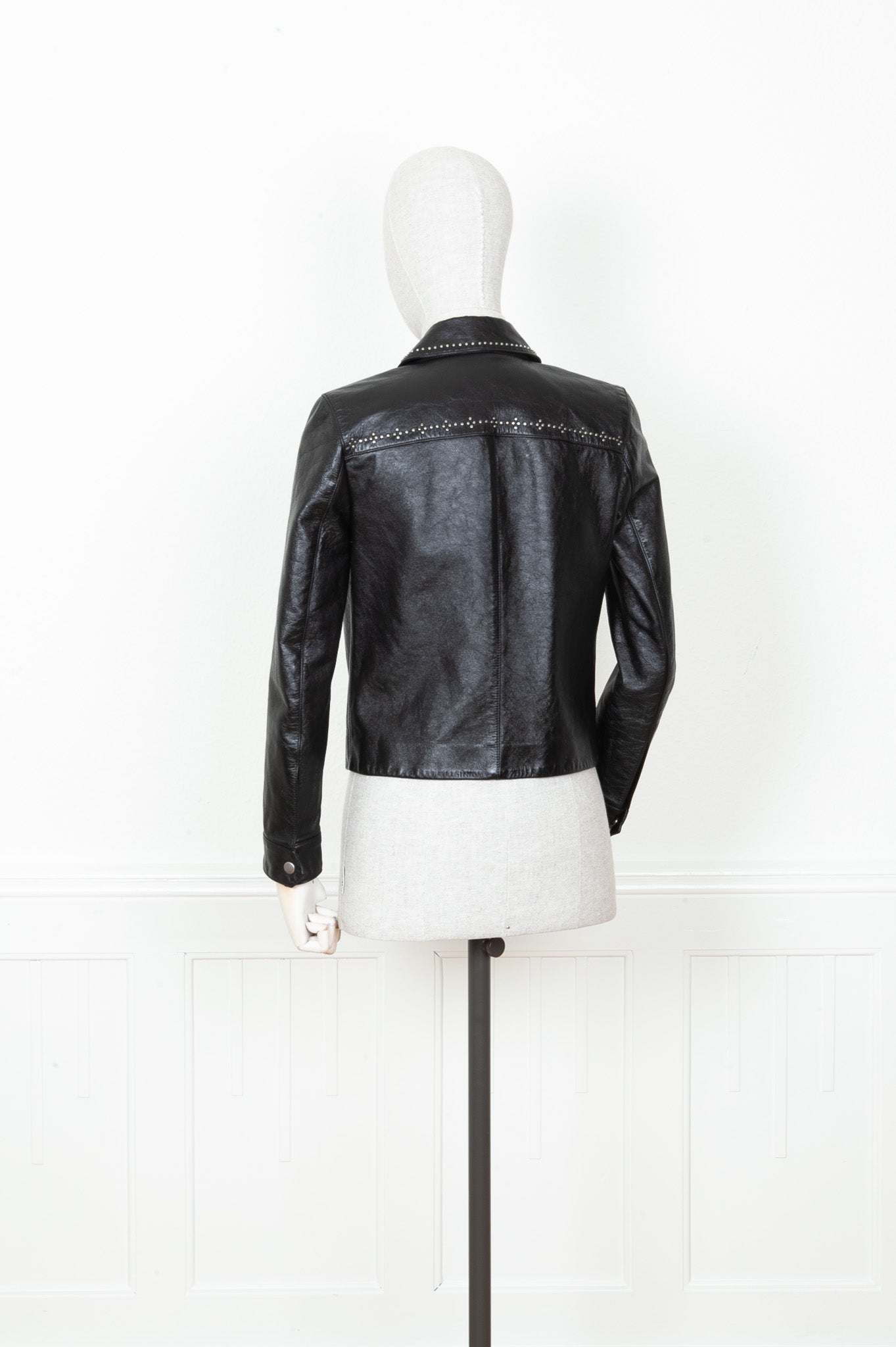 SAINT LAURENT Leather Jacket Studs Black