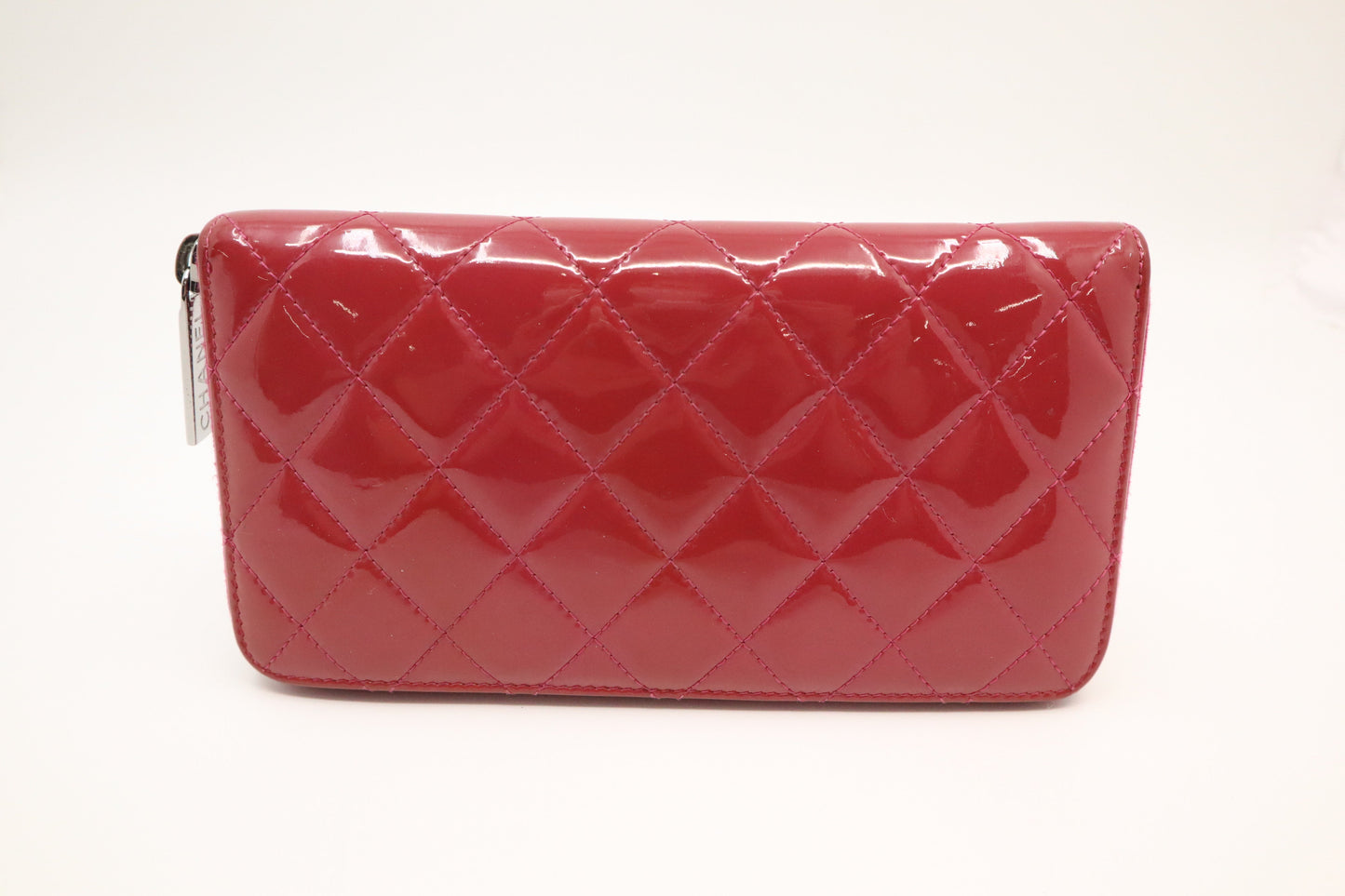 Chanel Zippy Wallet in Pink Quilted Patent Leather