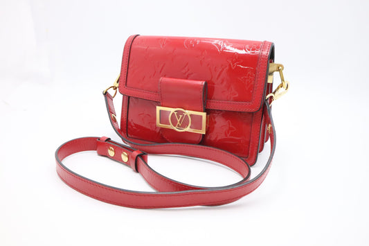 Louis Vuitton Mini Dauphine in Red Vernis Leather