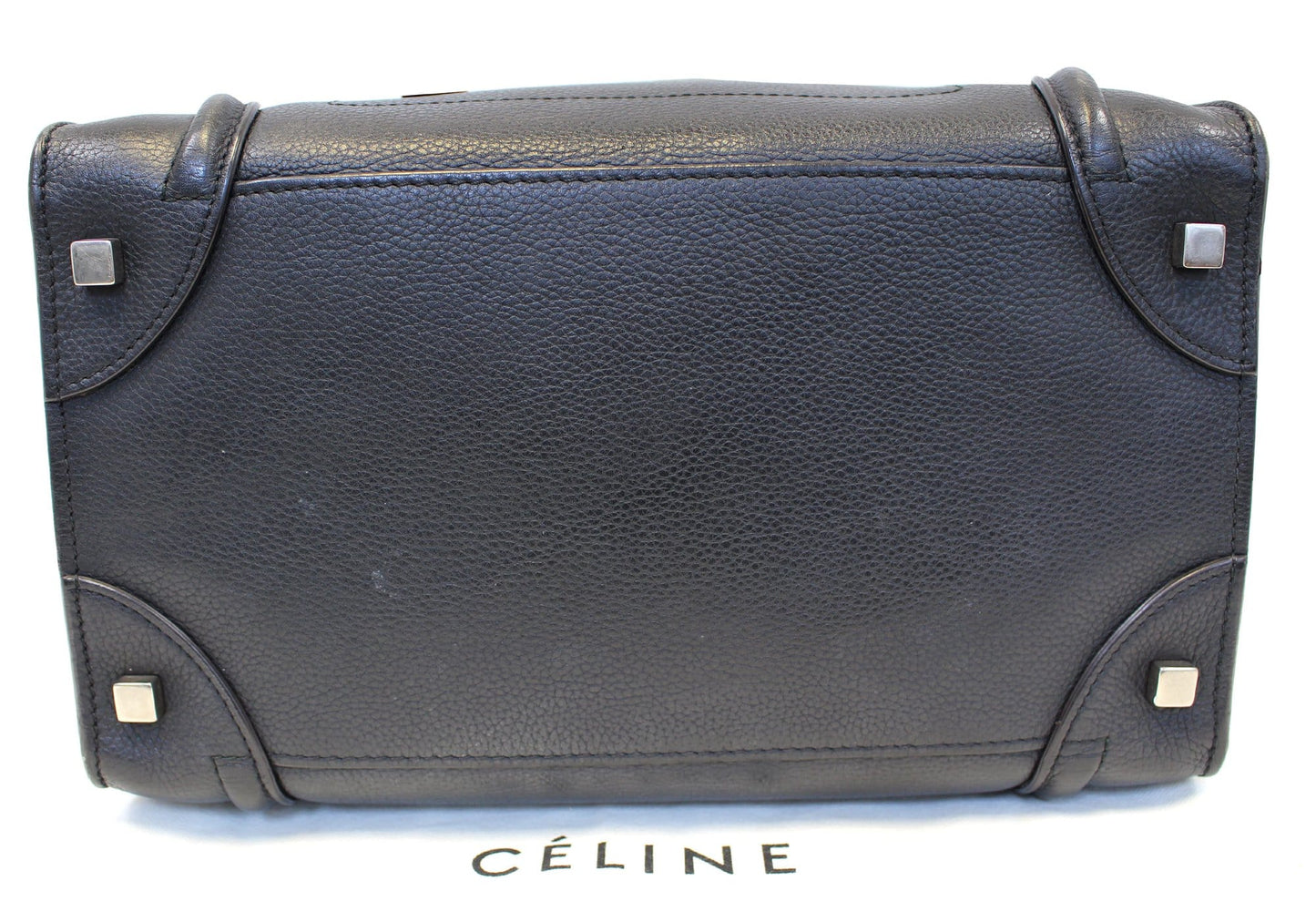CELINE Black Leather Mini Luggage Tote Bag