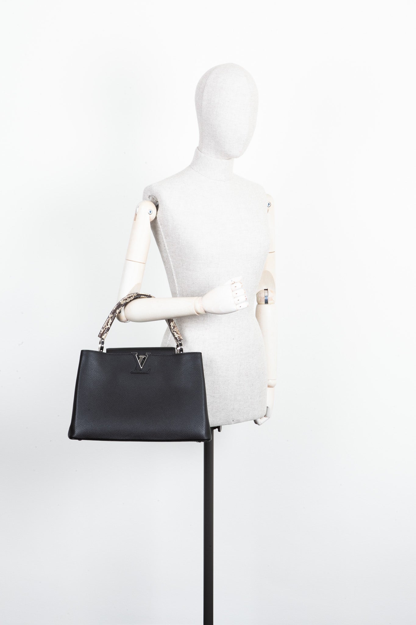 LOUIS VUITTON Python Handle Capucines GM Black