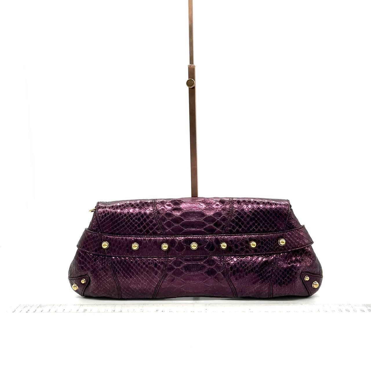 Gucci Horsebit 1955 Metallic Purple Lizard Skin Shoulder Bag Large
