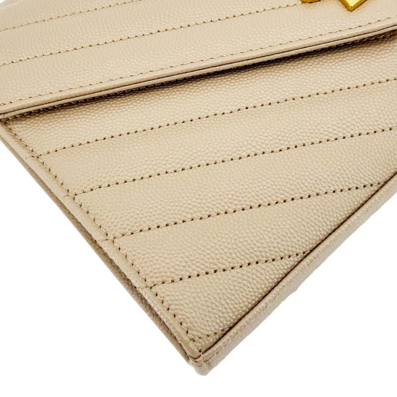 YVES SAINT LAURENT Cassandre Leather Wallet On Chain Crossbody Bag Nude Powder