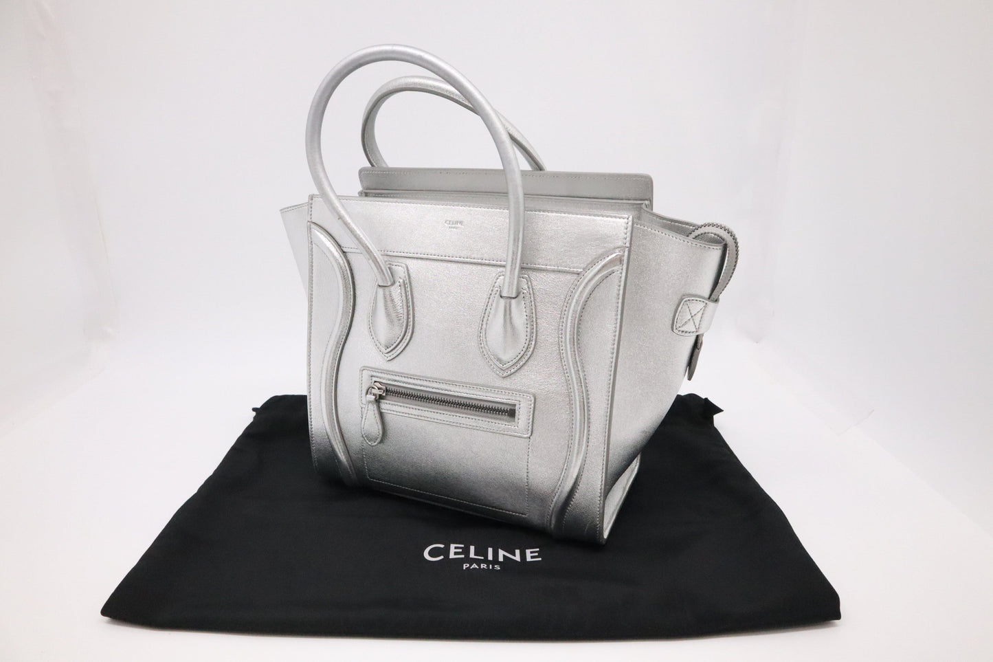 Celine Micro Luggage in Silver Leather
