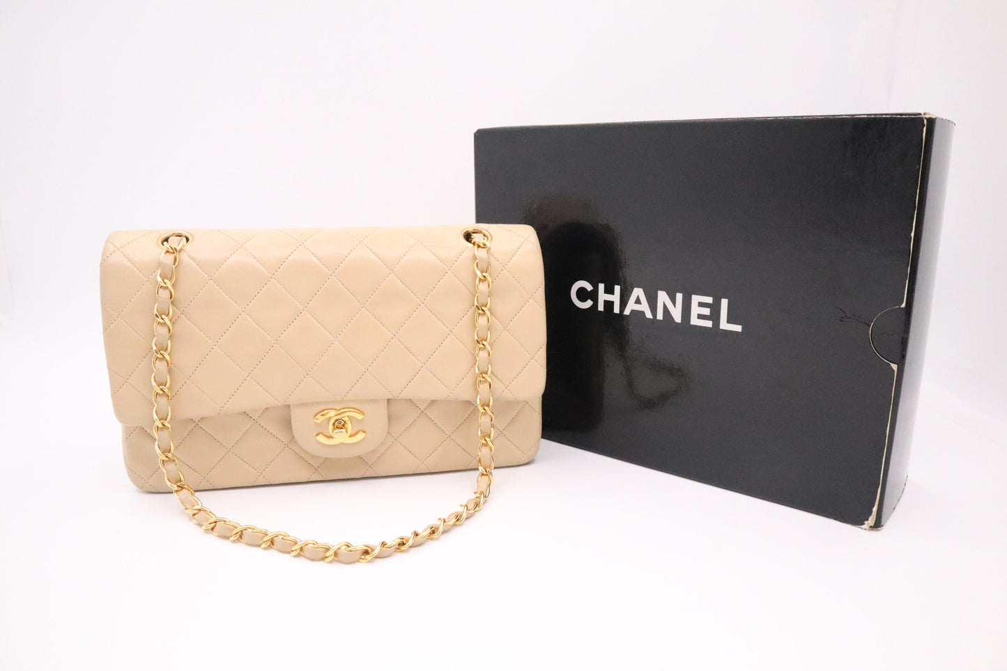 Chanel Medium Double Flap in Beige MattelassÃ© Leather