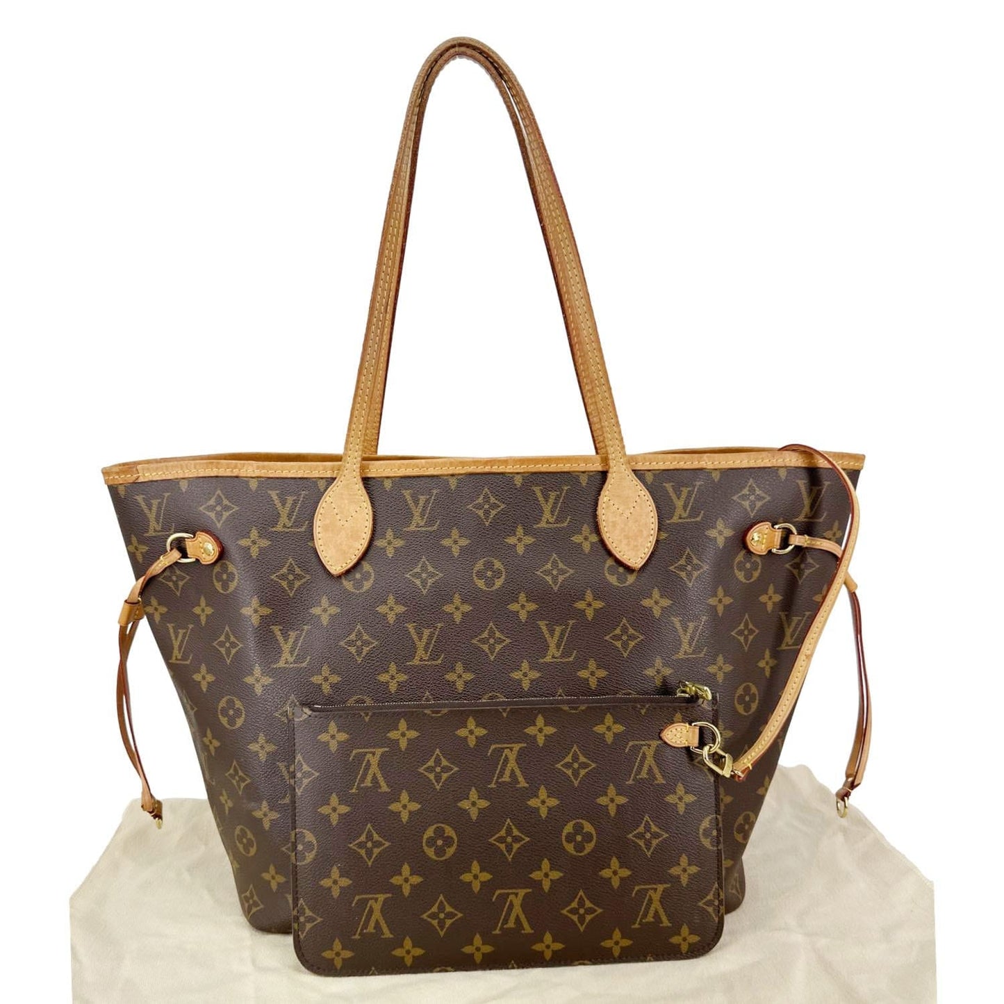 LOUIS VUITTON Neverfull MM Monogram Canvas Tote Bag Brown