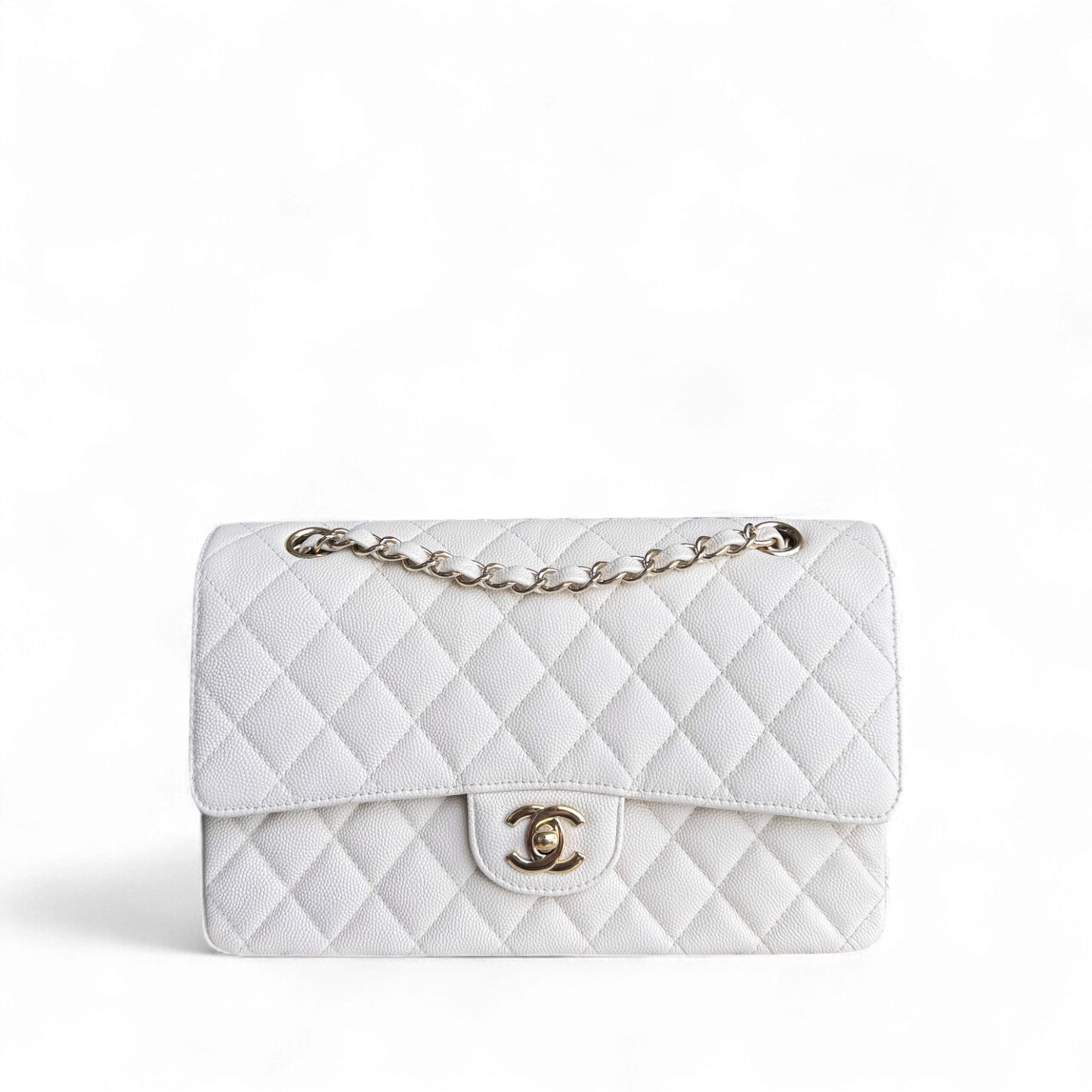 Chanel Classic Flap Medium - Caviar Quilted Grained Calfskin White Gold Hardware Series 23
