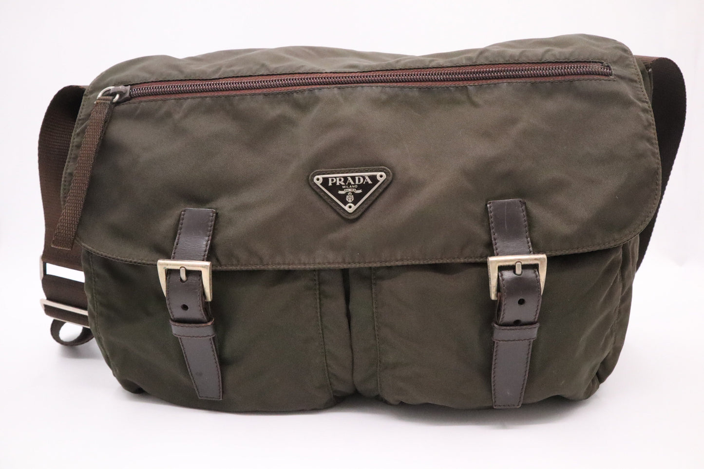 Prada Messenger Bag in Dark Green Nylon