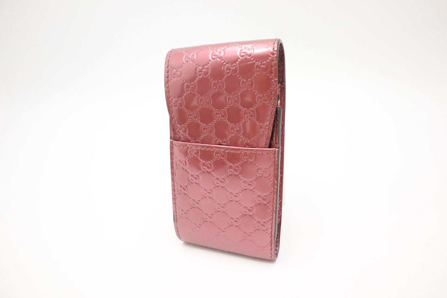 Gucci Cigarette Case in Metallic Pink Guccissima Patent Leather