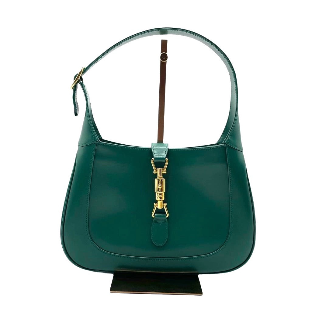 Gucci Jackie 1961 Green Leather Bag Small with Adjustable Strap