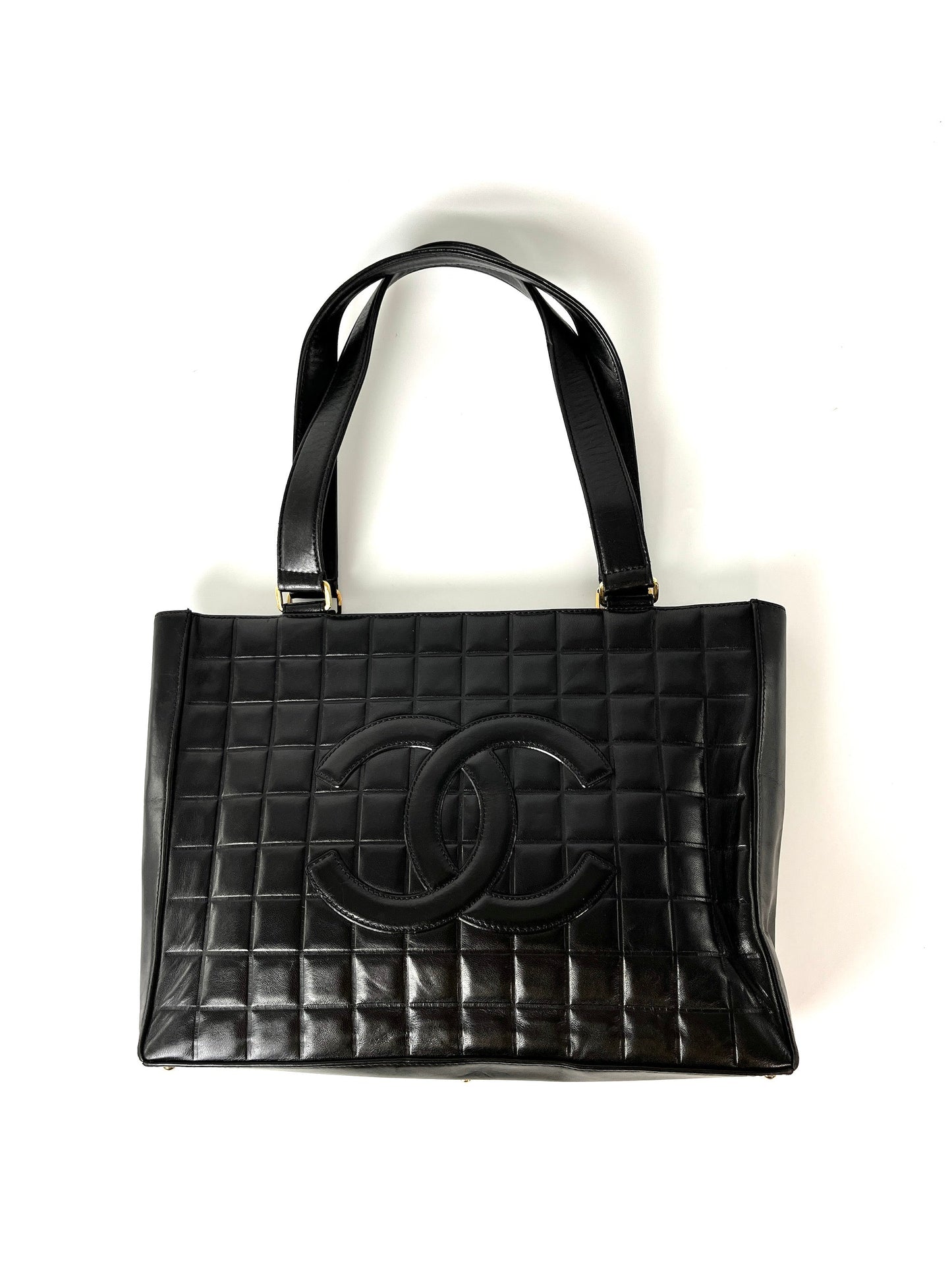CHANEL Chocolate Bar Black Leather Shoulder Bag