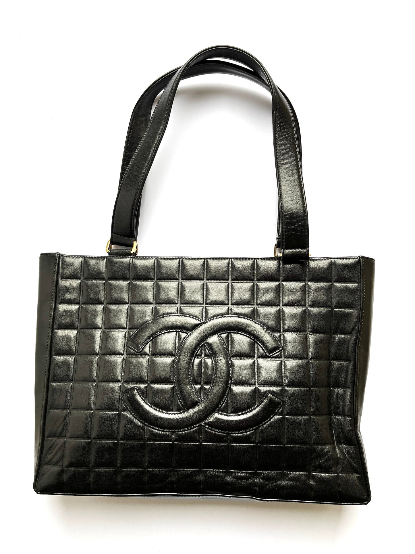 CHANEL Chocolate Bar Black Leather Shoulder Bag
