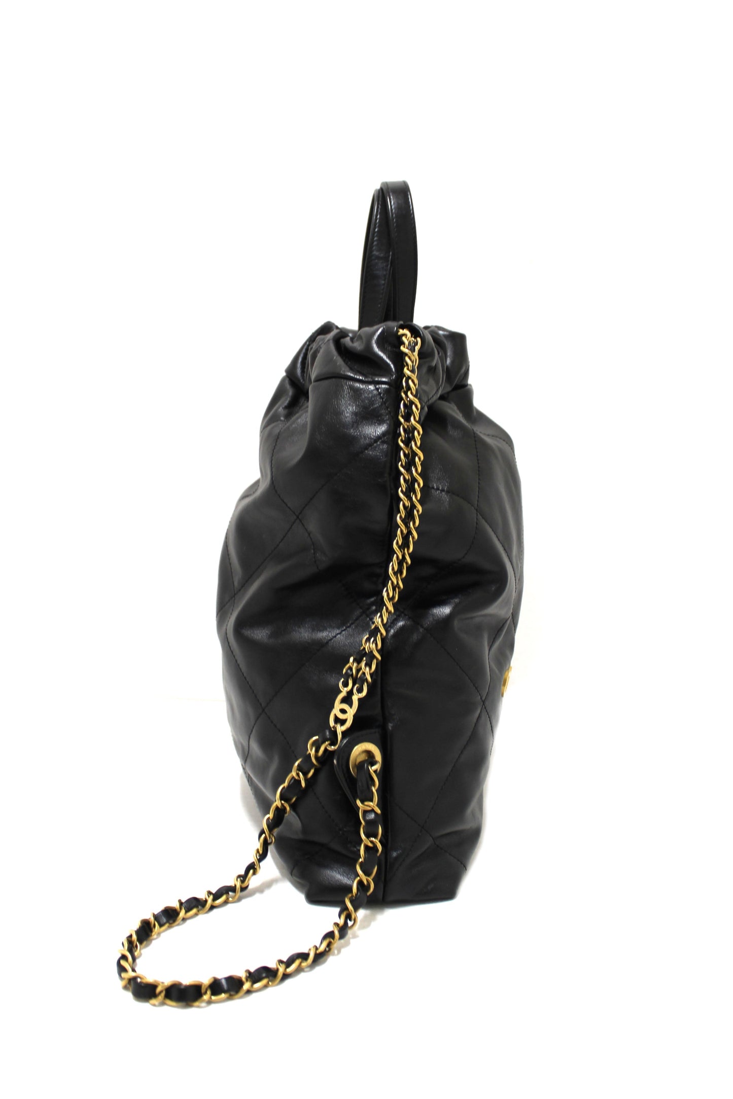 Chanel Black Chanel  Calfskin Leather Drawstring Chain Backpack