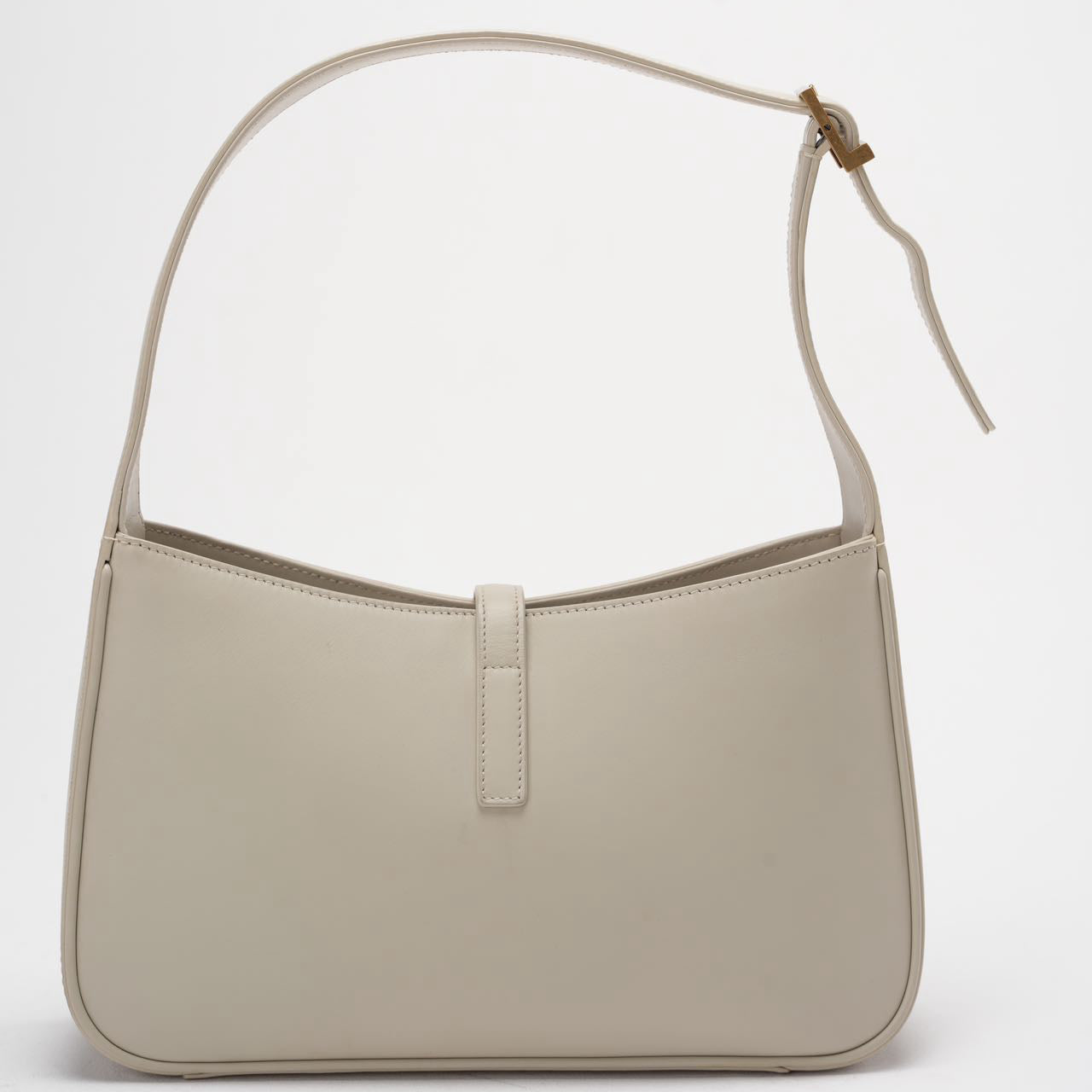 Saint Laurent Le 5 à 7 Leather Shoulder Bag Cream White with Gold Hardware
