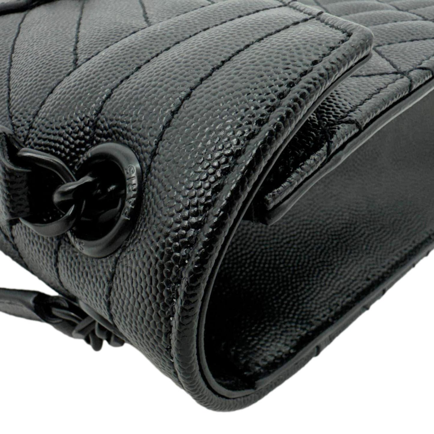 YVES SAINT LAURENT Envelope Medium Grain De Poudre Leather Shoulder Bag Black