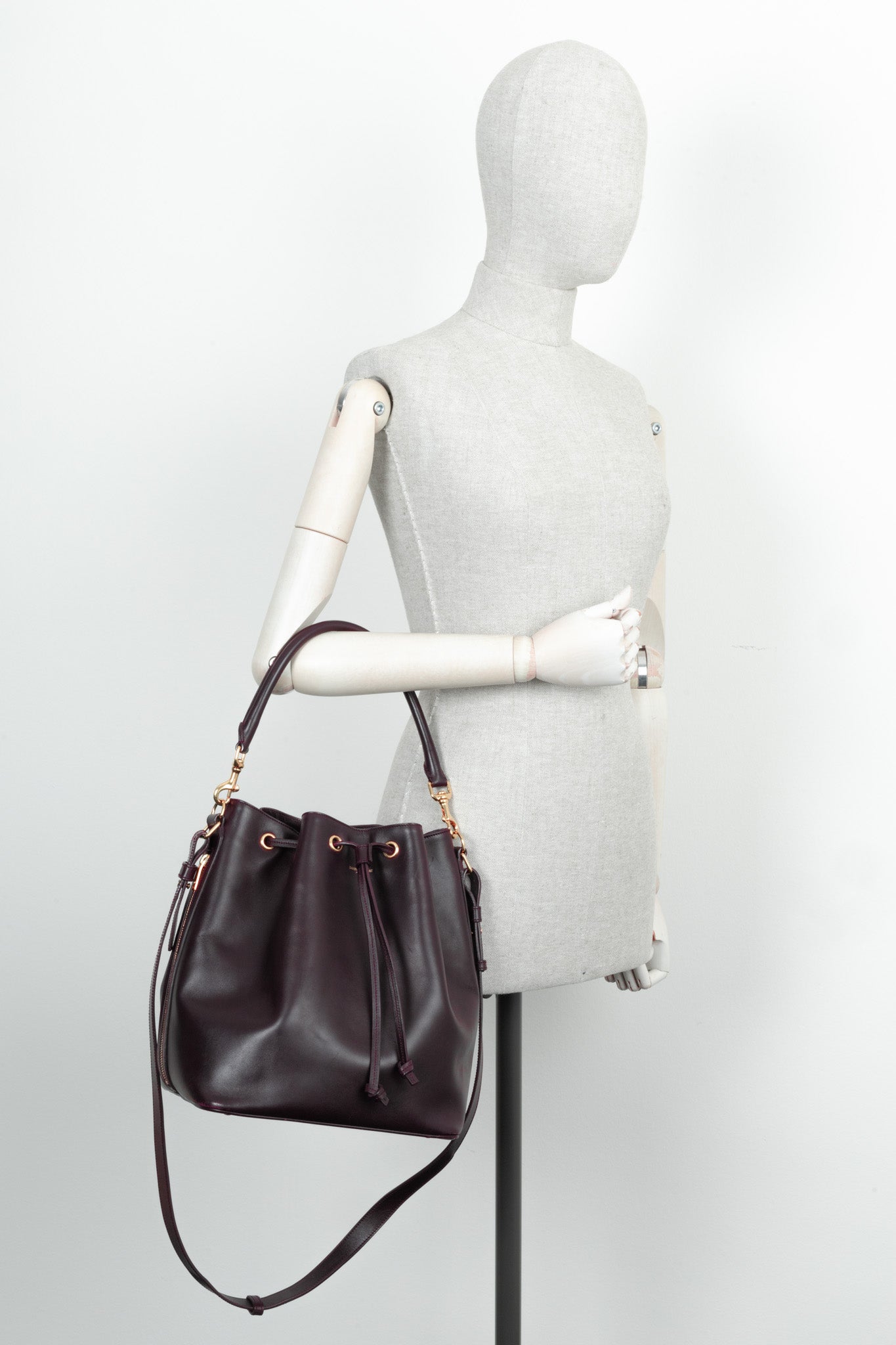 SAINT LAURENT Emmanuelle Large Bucket Bag Burgundy