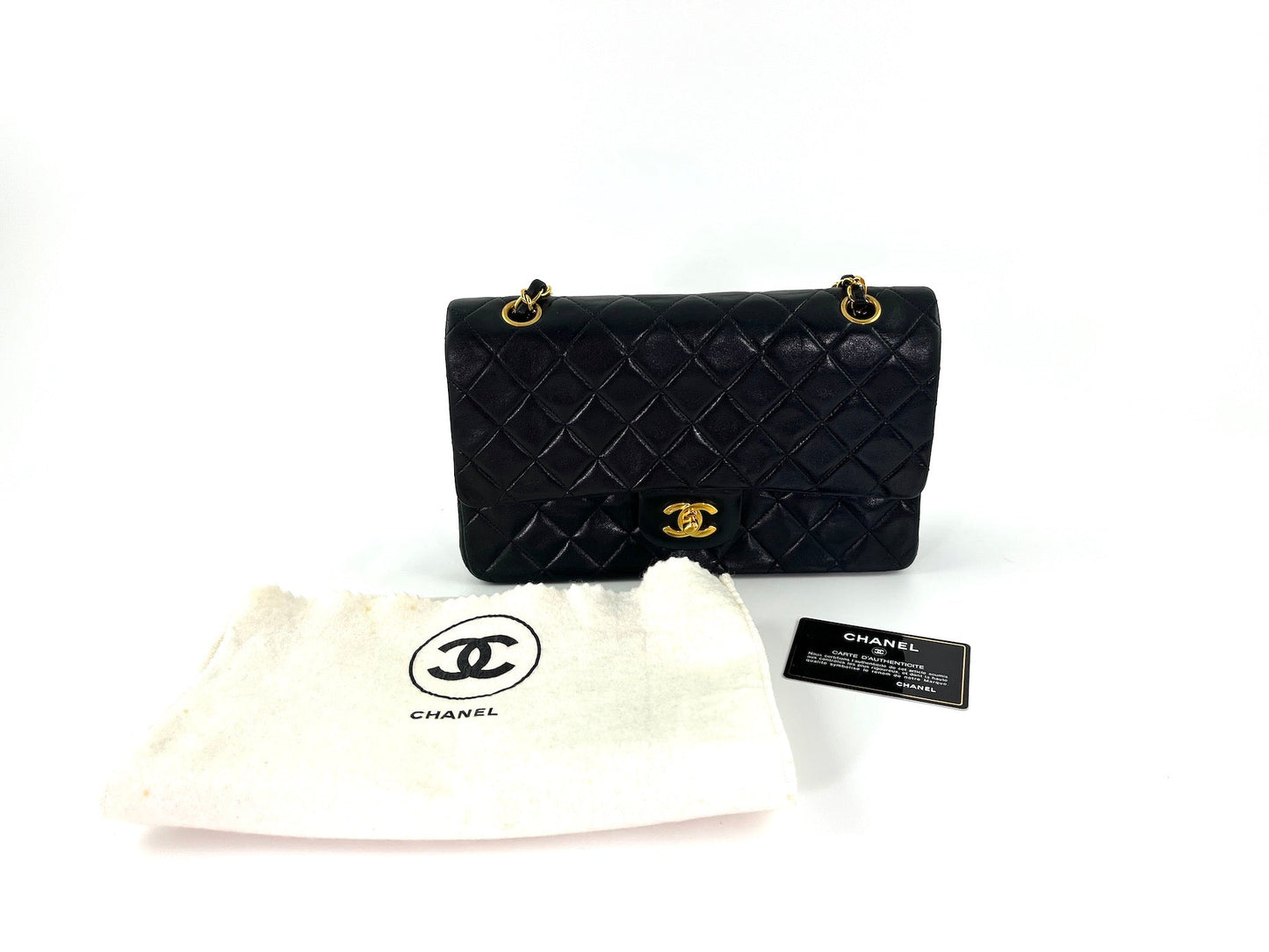 CHANEL Medium Black Leather 1990’s Double Flap Bag