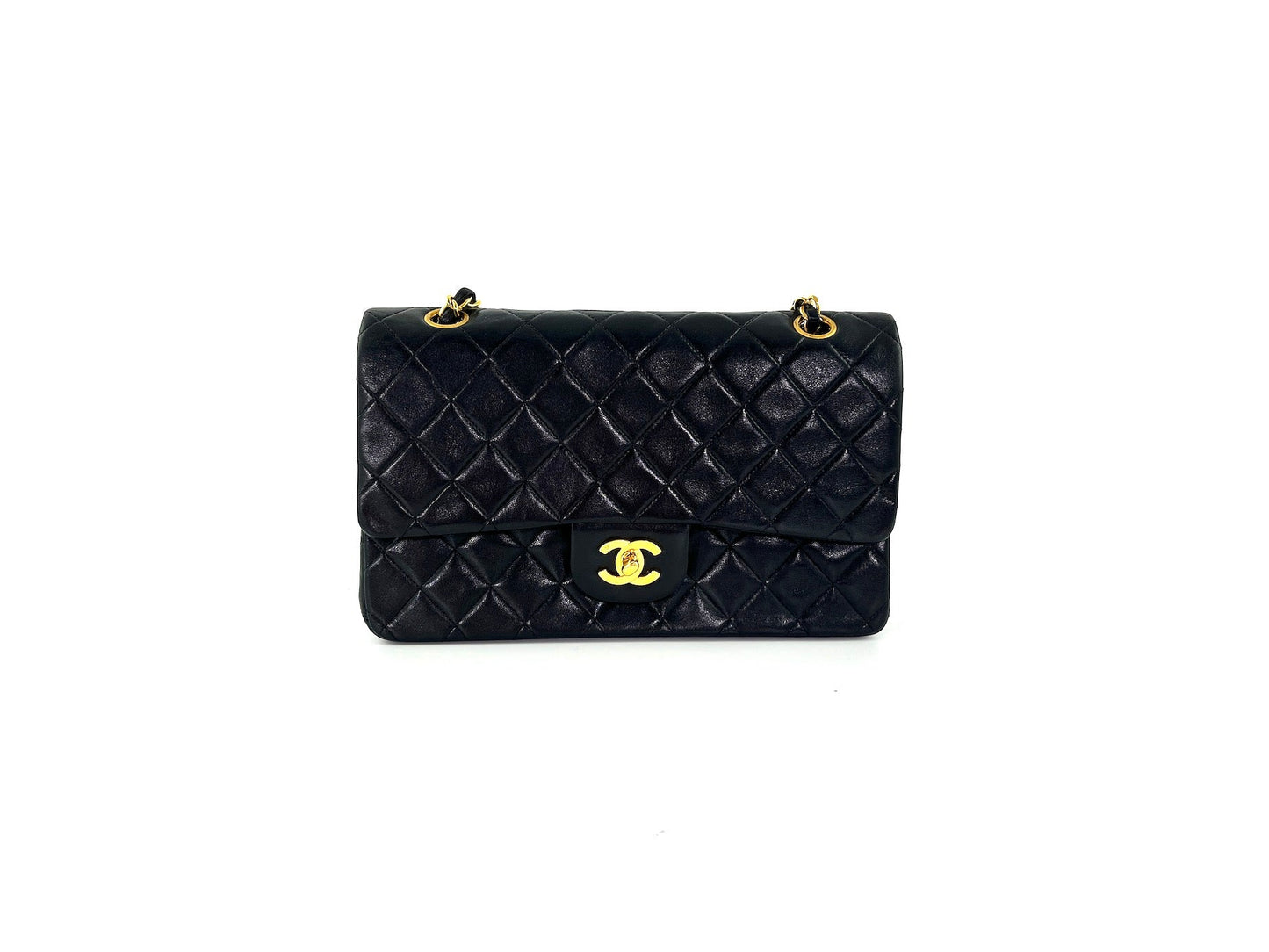 CHANEL Medium Black Leather 1990’s Double Flap Bag