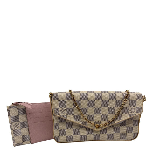 LOUIS VUITTON Felicie Pochette Damier Azur Crossbody Bag Rose Ballerine
